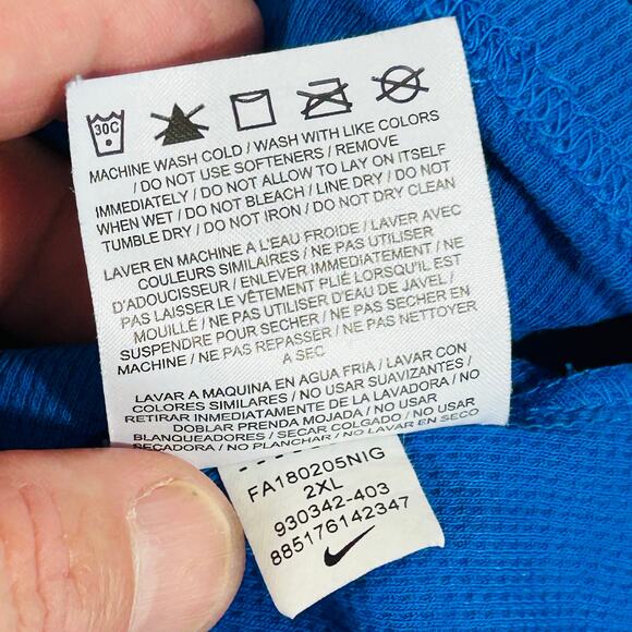 Nike XXL Dri Fit Hoodie Royal Blue Just Do It Poly Cotton Blend - Picture 5 of 8